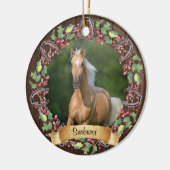 Rustikales Pferd Foto Personalisiert Weihnachten Keramik Ornament (Links)