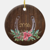 Rustikales Pferd Foto Personalisiert Weihnachten Keramik Ornament (Hinten)