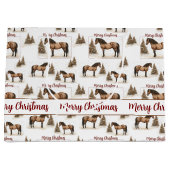 Rustikales Pferd Frohe Weihnachten Winterurlaub Große Geschenktüte (Vorderseite)