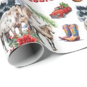 Rustikales Pferd Land Wasserfarbe Geschenkpapier (Rolleneckpunkt)