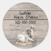 Rustikales Pferd Runder Aufkleber (Vorderseite)