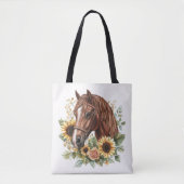 Rustikales Pferd Sonnenblumen Tasche (Vorderseite)