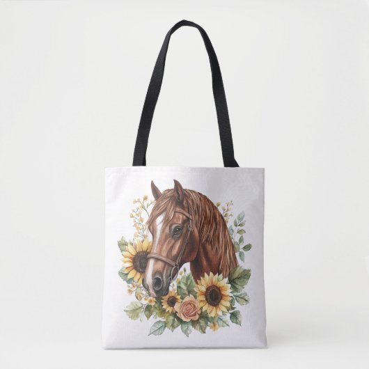 Rustikales Pferd Sonnenblumen Tasche (Vorderseite)