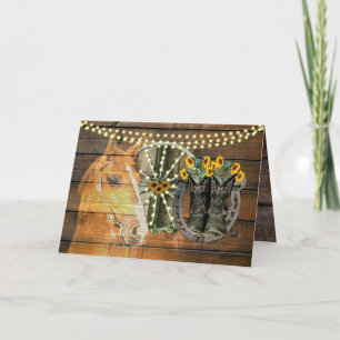 Rustikales Pferd Sonnenblumen Wagon Wheel Cowboy B