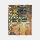 Rustikales Pferd Sonnenblumen Wagon Wheel Cowboy B Fleecedecke (Vorderseite)