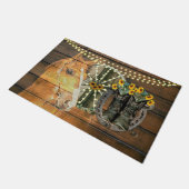 Rustikales Pferd Sonnenblumen Wagon Wheel Cowboy B Fußmatte (Schrägansicht)