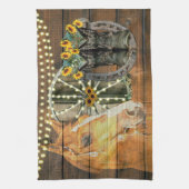 Rustikales Pferd Sonnenblumen Wagon Wheel Cowboy B Geschirrtuch (Vertikal)