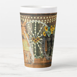 Rustikales Pferd Sonnenblumen Wagon Wheel Cowboy B Milchtasse