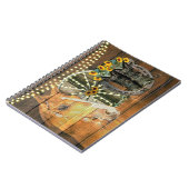 Rustikales Pferd Sonnenblumen Wagon Wheel Cowboy B Notizblock (Linke Seite)