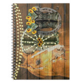 Rustikales Pferd Sonnenblumen Wagon Wheel Cowboy B Notizblock (Vorderseite)