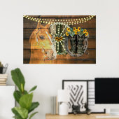 Rustikales Pferd Sonnenblumen Wagon Wheel Cowboy B Poster (Heimbüro)