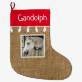 Rustikales Pferd Weihnachten Strumpf 1 Foto Burlap Großer Weihnachtsstrumpf (Vorderseite)