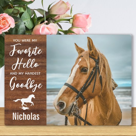 Rustikales Pferdegedanken Personalisiertes Tier-Fo Fotoplatte