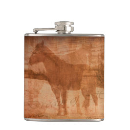 Rustikales Pferdegemälde, Pferdekunst für Pferdefr Flachmann