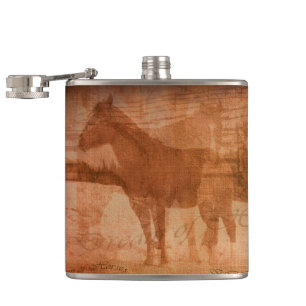 Rustikales Pferdegemälde, Pferdekunst für Pferdefr Flachmann