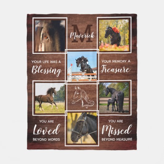 Rustikales Pferdegepäckchen mit individuellem 6 Fo Fleecedecke (Vorderseite)