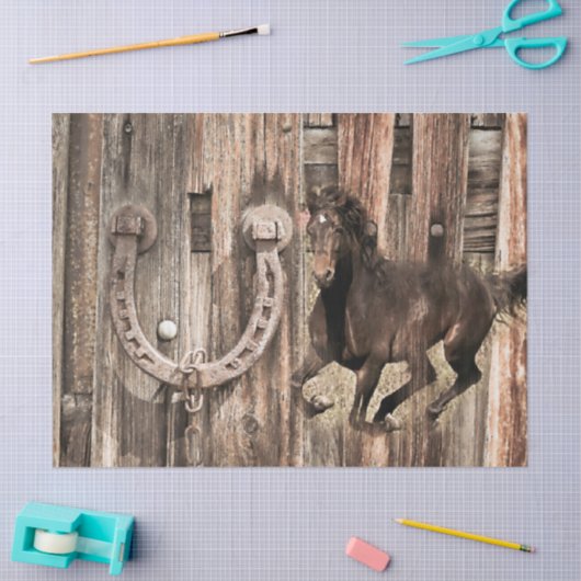 Rustikales Pferdehufeisen auf Barnholz Seidenpapier (Basteln)