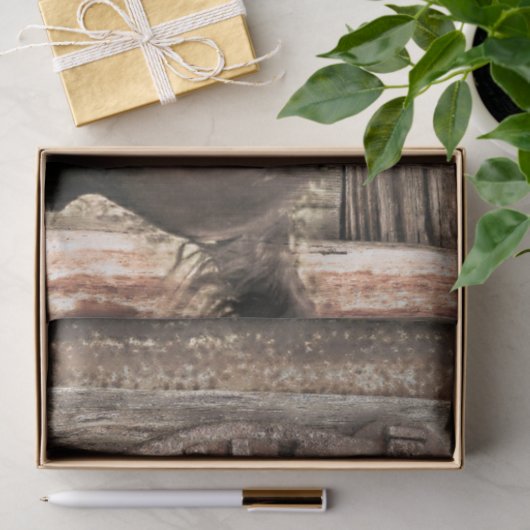 Rustikales Pferdehufeisen auf Barnholz Seidenpapier (Geschenk)