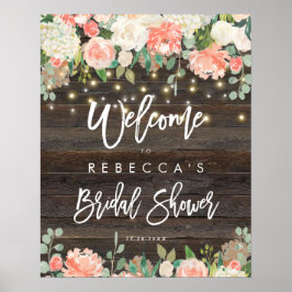 rustikales Pfirsichholz Brautparty Begrüßungszeich Poster