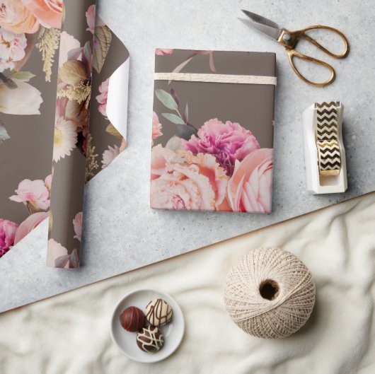 Rustikales Pfirsichpfirsichrosa Shabby Chic Modern Geschenkpapier (Kunsthandwerk)