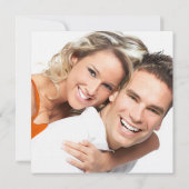 Rustikales Pfirsichrennen mit dem Foto Damask Bird Save The Date (Rückseite)