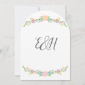 Rustikales Pfirsichrosa Aqua Die Garland Hochzeit Einladung (Rückseite)