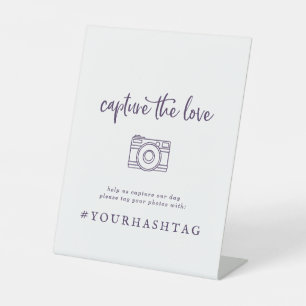 Rustikales Pflaumen erobern Liebe Hochzeitshashtag Sockelschild
