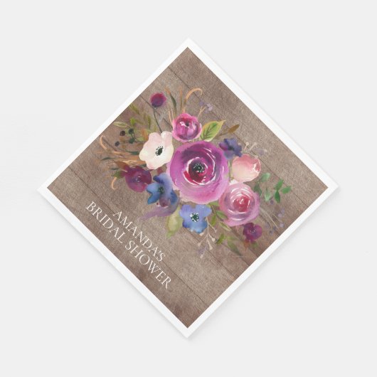 Rustikales Pflaumenblätterpapier Napkins Brautpart Serviette (Ecke)