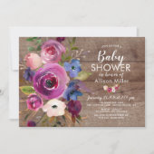 Rustikales Pflaumenblumen BABY Einladungen (Vorderseite)