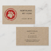 Rustikales Pfoten-Logo Briefmarke kraft Visitenkar Visitenkarte (Vorne/Hinten)