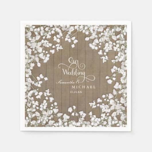 Rustikales Picnic Empfang Gipskraut Serviette (Vorderseite)