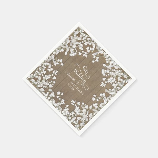 Rustikales Picnic Empfang Gipskraut Serviette (Ecke)