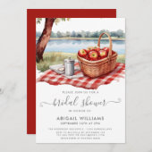 Rustikales Picnic Park Lake Apple Red Brautparty Einladung (Vorne/Hinten)