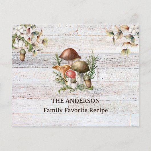 Rustikales Pilz- und Blätter Familienkarte (Rückseite)