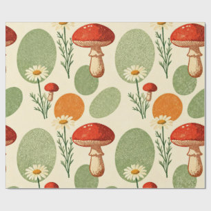 Rustikales Pilz- und Gänseblümchen-Aquarell-Gesche Geschenkpapier