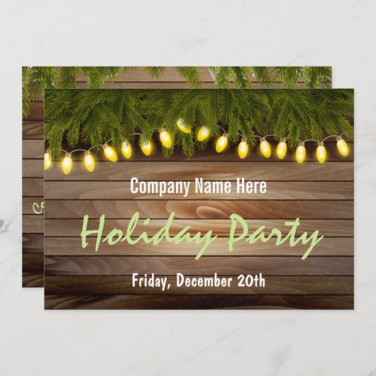 Rustikales Pine and Barry Weihnachtsfest Party Einladung (Vorne/Hinten)