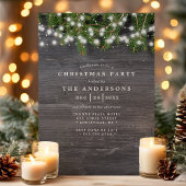 Rustikales Pine and Woodstring Lights Weihnachts-P Einladung