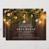 Rustikales Pine Cones Christmas Open House Einladung (Vorne/Hinten)