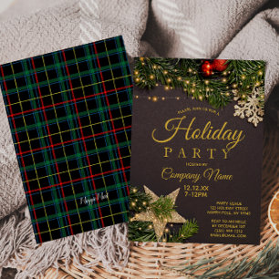 Rustikales Pine Corporate Gold Holiday Weihnachten Einladung