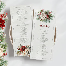 Rustikales Pine Floral Winter Wedding Programm