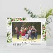 Rustikales Pine Foto Gold Frohe Weihnachten (Stehend Vorderseite)