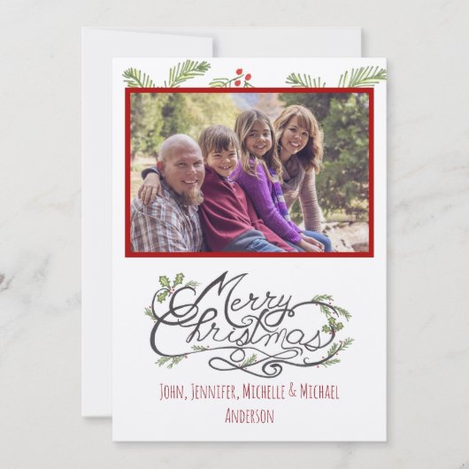 Rustikales Pine Foto Weihnachten (Vorderseite)