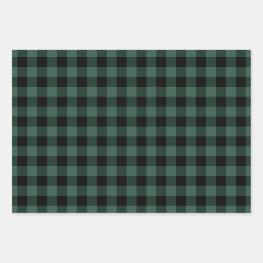 Rustikales Pine Green Buffalo Kariert Frohe Weihna Geschenkpapier Set (Vorderseite)