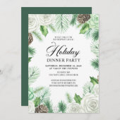 Rustikales Pine Holly Corporate Holiday Dinner Par Einladung (Vorne/Hinten)