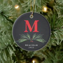 Rustikales Pine Monogram Foto Christmas
