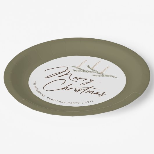 Rustikales Pine Personalisiertes Party Pappteller (Schrägansicht)