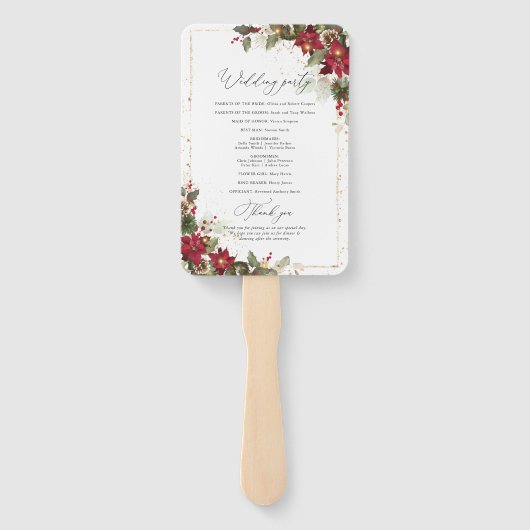 Rustikales Pine Poinsettia Floral Wedding Program Fächer (Rückseite)