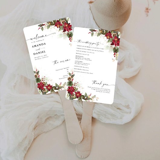 Rustikales Pine Poinsettia Floral Wedding Program Fächer