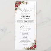 Rustikales Pine Poinsettia Floral Wedding Program Programm (Vorderseite)