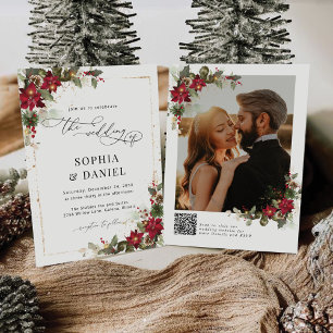 Rustikales Pine Poinsettia Foto Hochzeitseinladung Save The Date